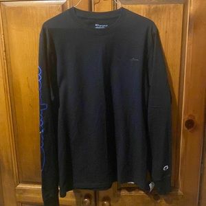Mens long sleeve Champion logo crew neck T shirt